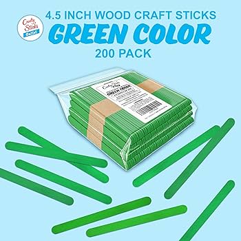 Amazon.com: CraftySticks- 200 Pack 4.5 Inch Green Popsicle Sticks